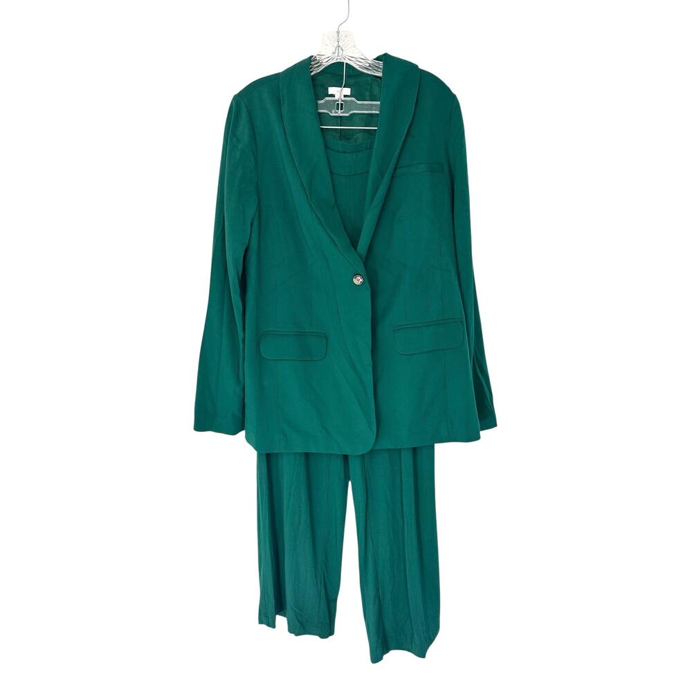 J. Jill Pants Suit Green Office Work Career‎ Business Relaxed Small Size 6 Tall